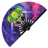 Alien UFO Extraterrestrial Spaceship - Clack Folding Rave & Festival Hand Fan