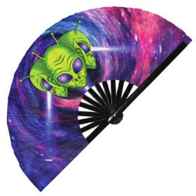 Alien UFO Extraterrestrial Spaceship - Clack Folding Rave & Festival Hand Fan