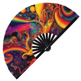 Acid Trippy Abstract - Clack Folding Rave & Festival Hand Fan