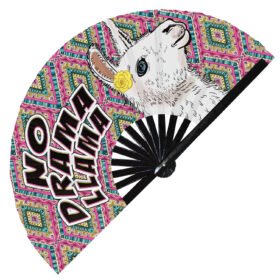 Cute Alpaca Rainbow Llama - Clack Folding Rave & Festival Hand Fan