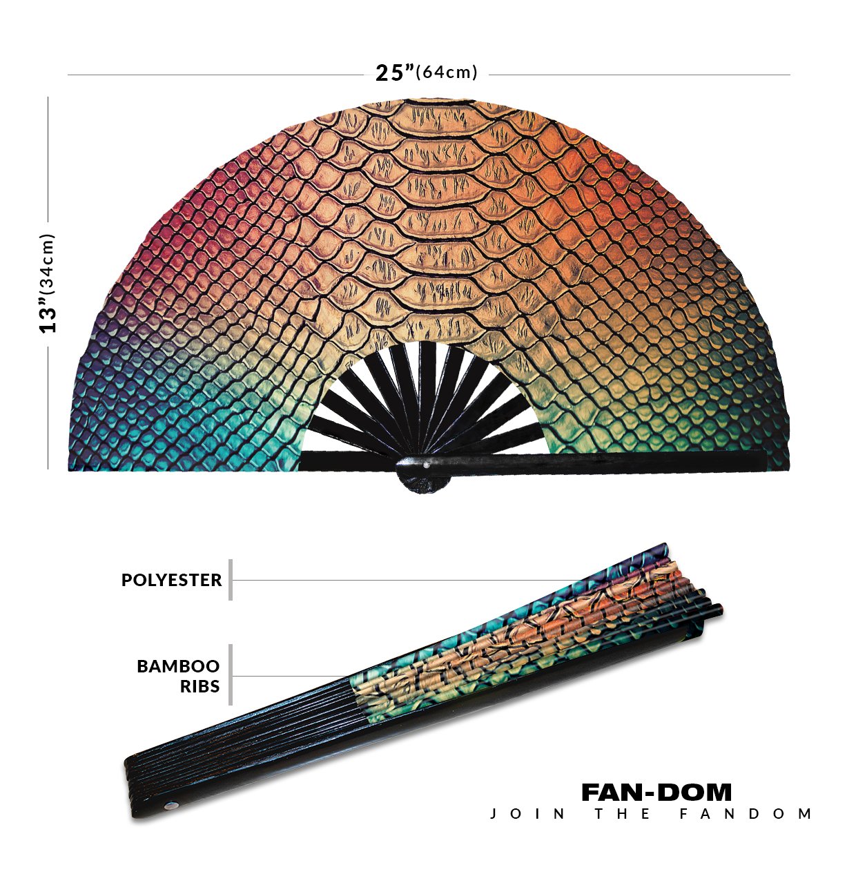 Snake Pattern Snakeskin Animal Print - Clack Folding Rave & Festival Hand Fan - Image 12