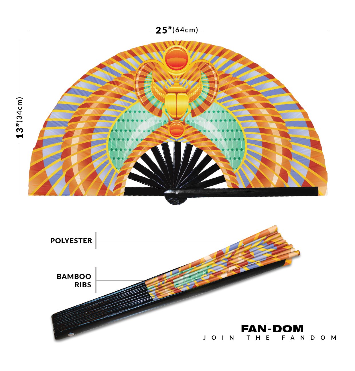 Eygptian Pharaoh Pyramid Hieroglyphics Theme - Clack Folding Rave & Festival Hand Fan - Image 5