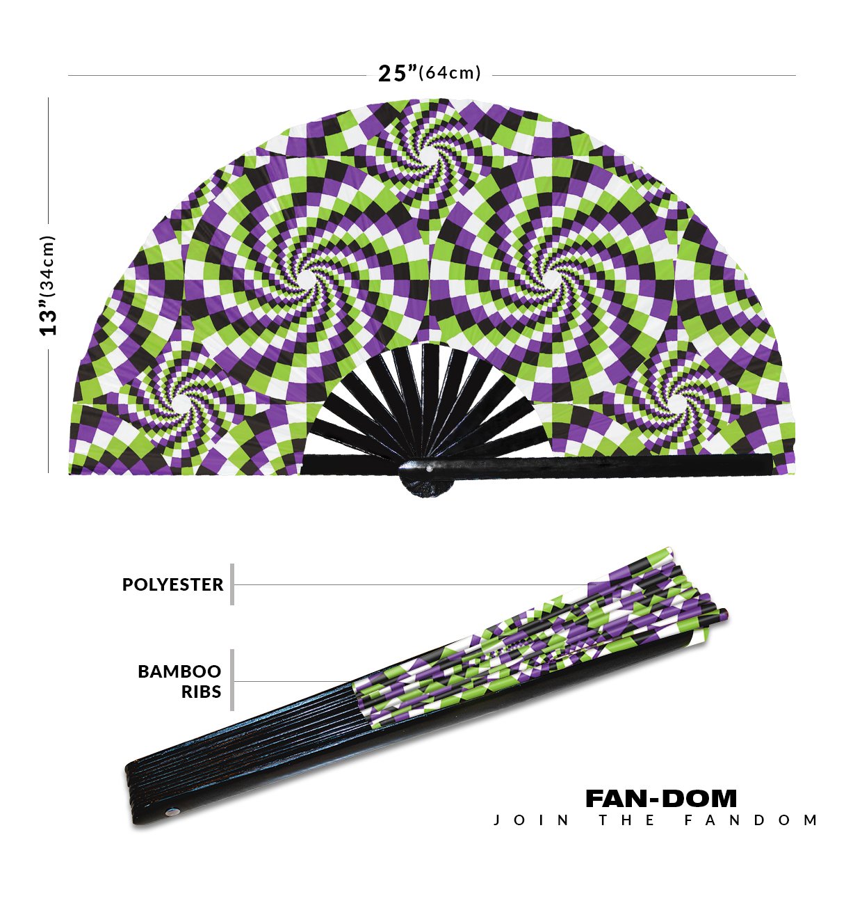 Optical Illusion Trippy Psychedelic Optical Effect - Clack Folding Rave & Festival Hand Fan - Image 11