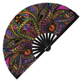 Animal Intricate Rainbow Mandala  - Clack Folding Rave & Festival Hand Fan