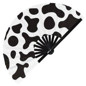 Cow Pattern Animal Print - Clack Folding Rave & Festival Hand Fan