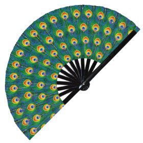 Peacock Pattern Animal Print - Clack Folding Rave & Festival Hand Fan