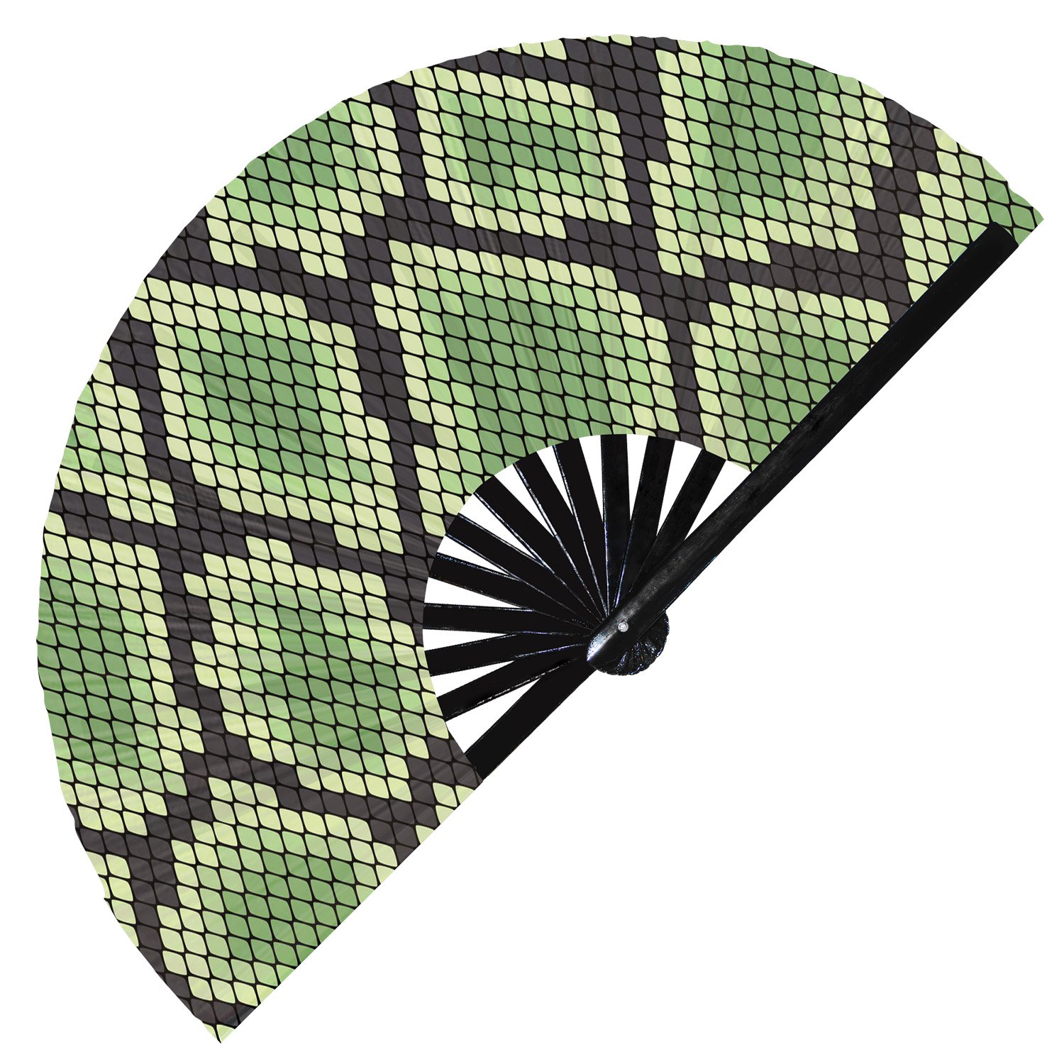 Snake Pattern Snakeskin Animal Print - Clack Folding Rave & Festival Hand Fan - Image 2