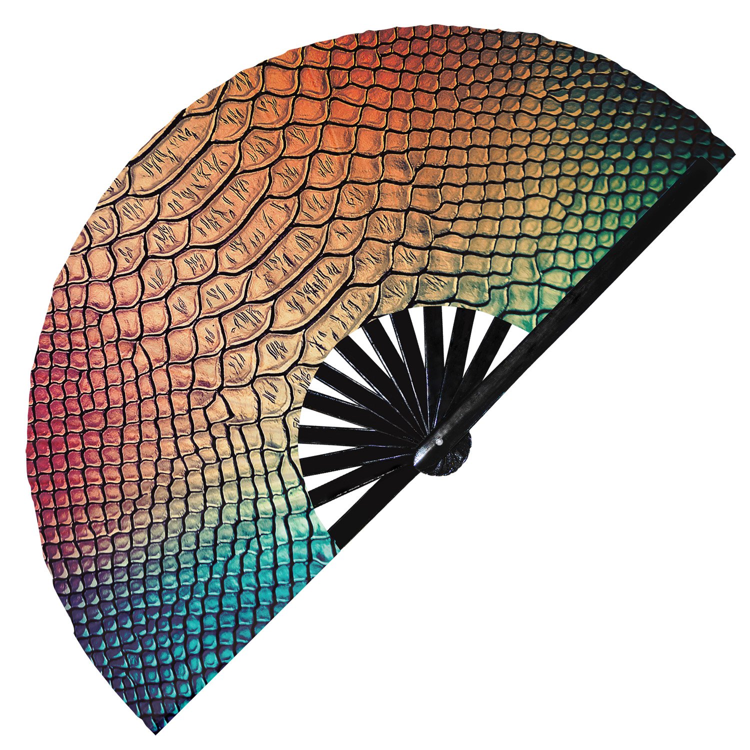 Snake Pattern Snakeskin Animal Print - Clack Folding Rave & Festival Hand Fan