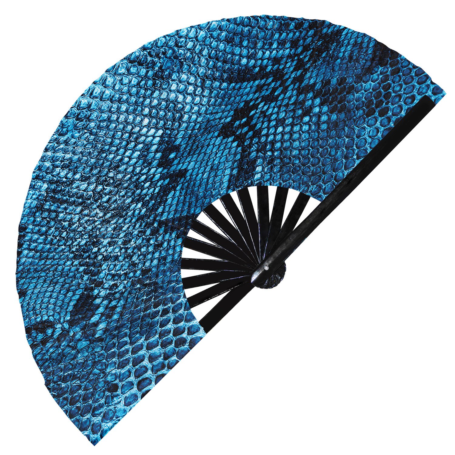 Snake Pattern Snakeskin Animal Print - Clack Folding Rave & Festival Hand Fan - Image 6