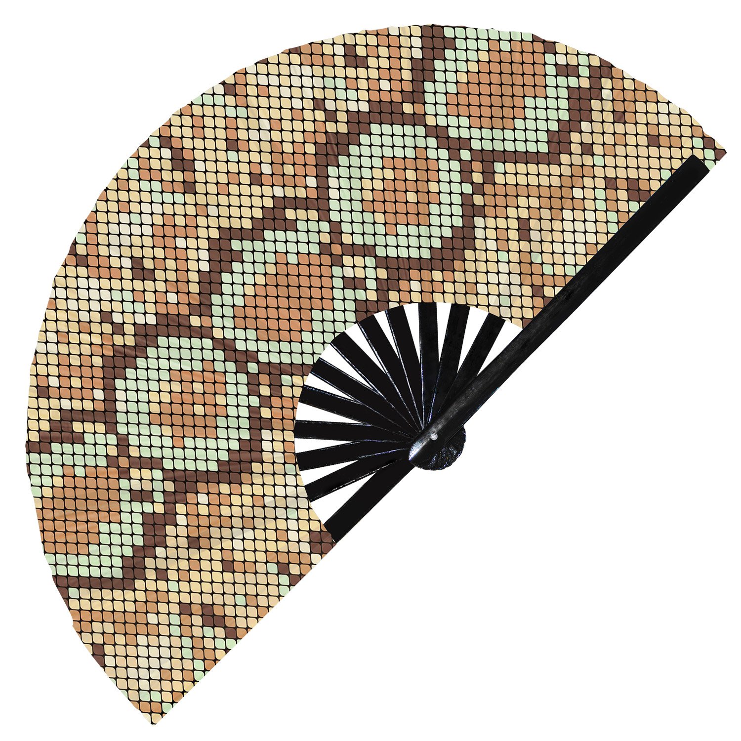 Snake Pattern Snakeskin Animal Print - Clack Folding Rave & Festival Hand Fan - Image 7