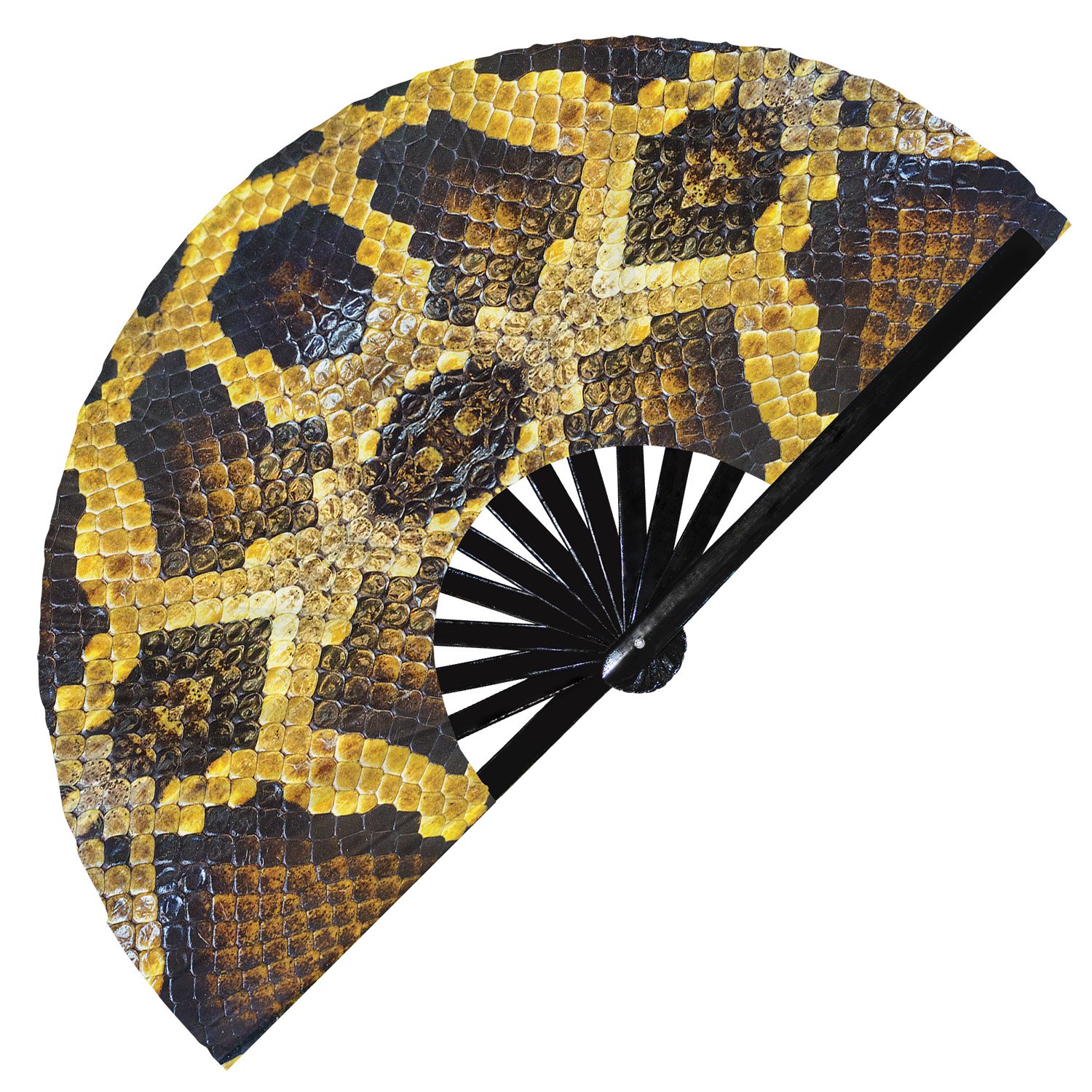 Snake Pattern Snakeskin Animal Print - Clack Folding Rave & Festival Hand Fan - Image 8