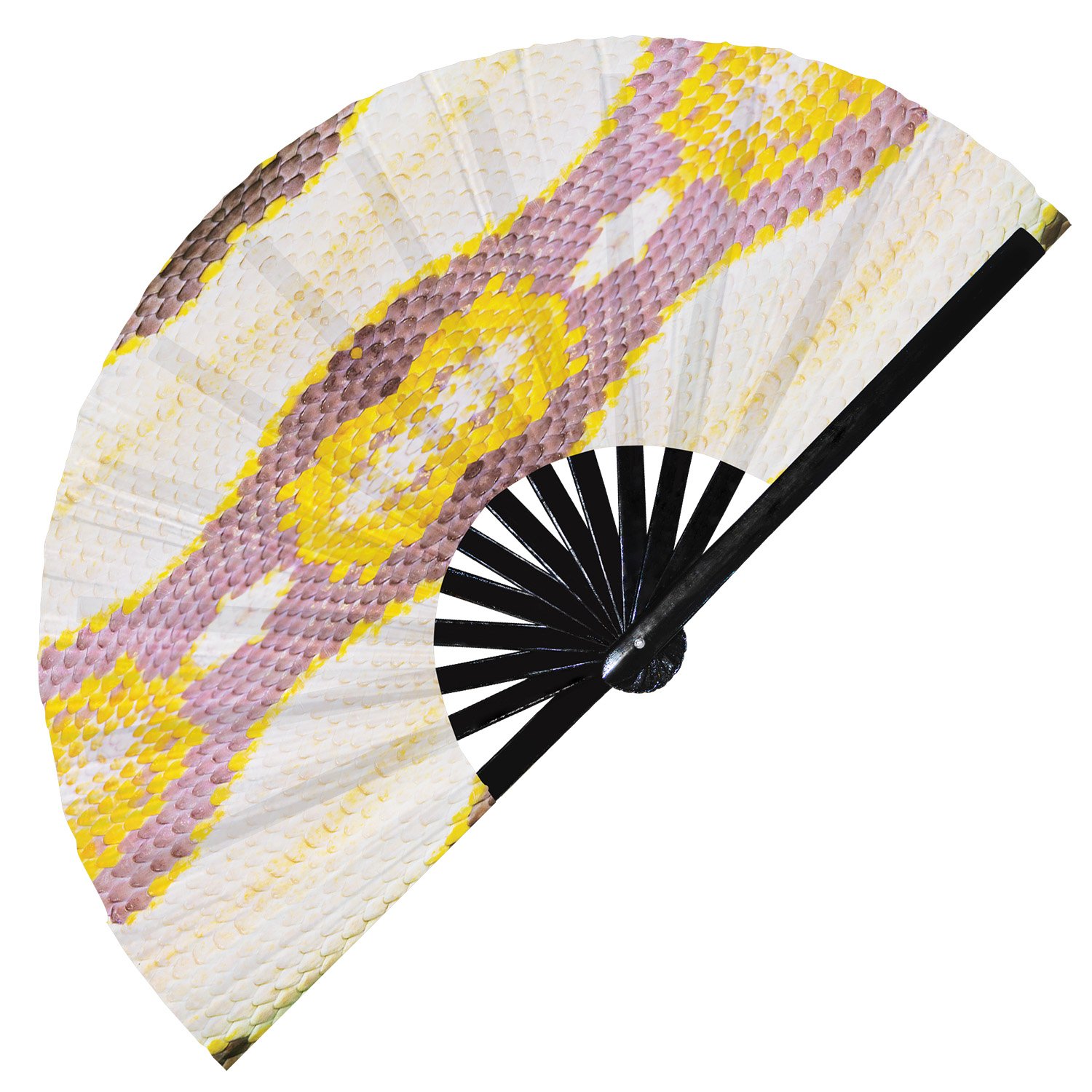 Snake Pattern Snakeskin Animal Print - Clack Folding Rave & Festival Hand Fan - Image 9