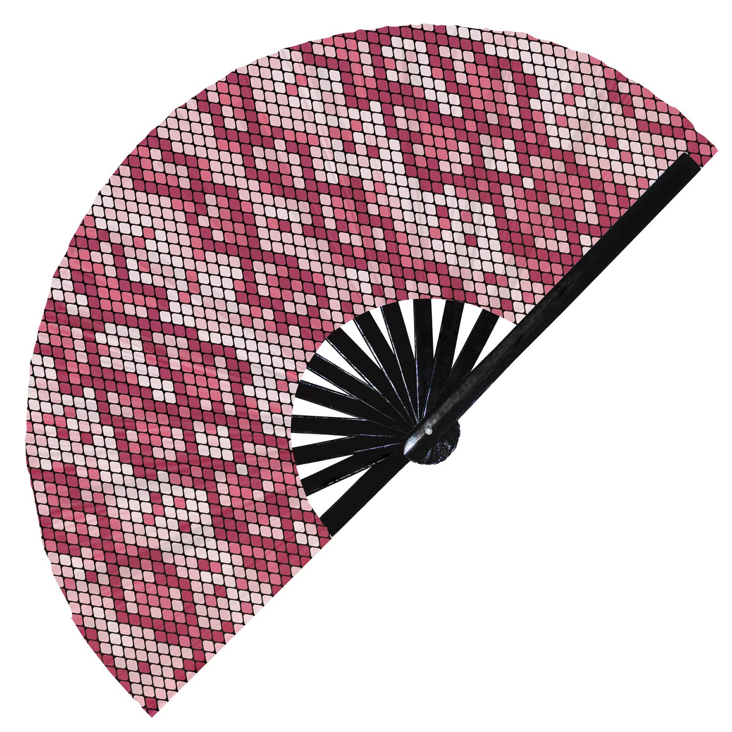 Snake Pattern Snakeskin Animal Print - Clack Folding Rave & Festival Hand Fan - Image 10