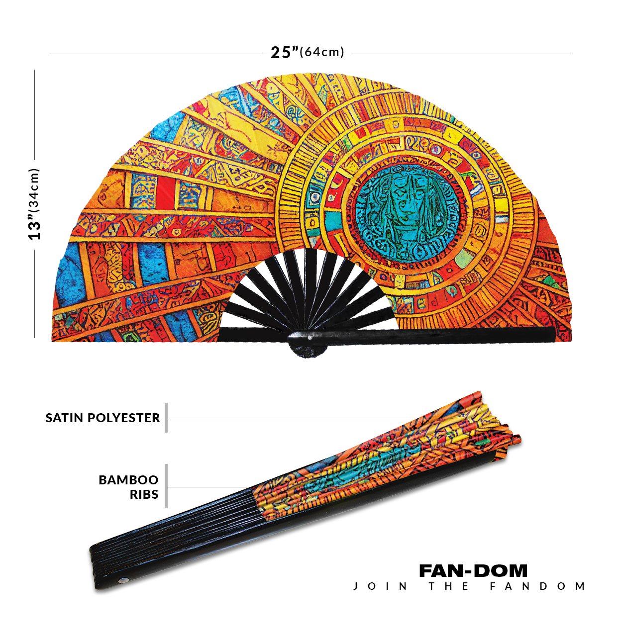 Tribal Aztec Abstract Ancestral Pattern - Clack Folding Rave & Festival Hand Fan - Image 12