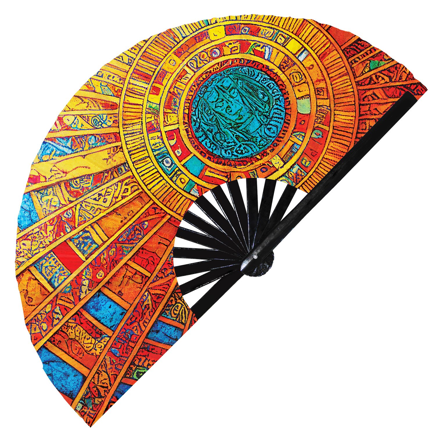 Tribal Aztec Abstract Ancestral Pattern - Clack Folding Rave & Festival Hand Fan