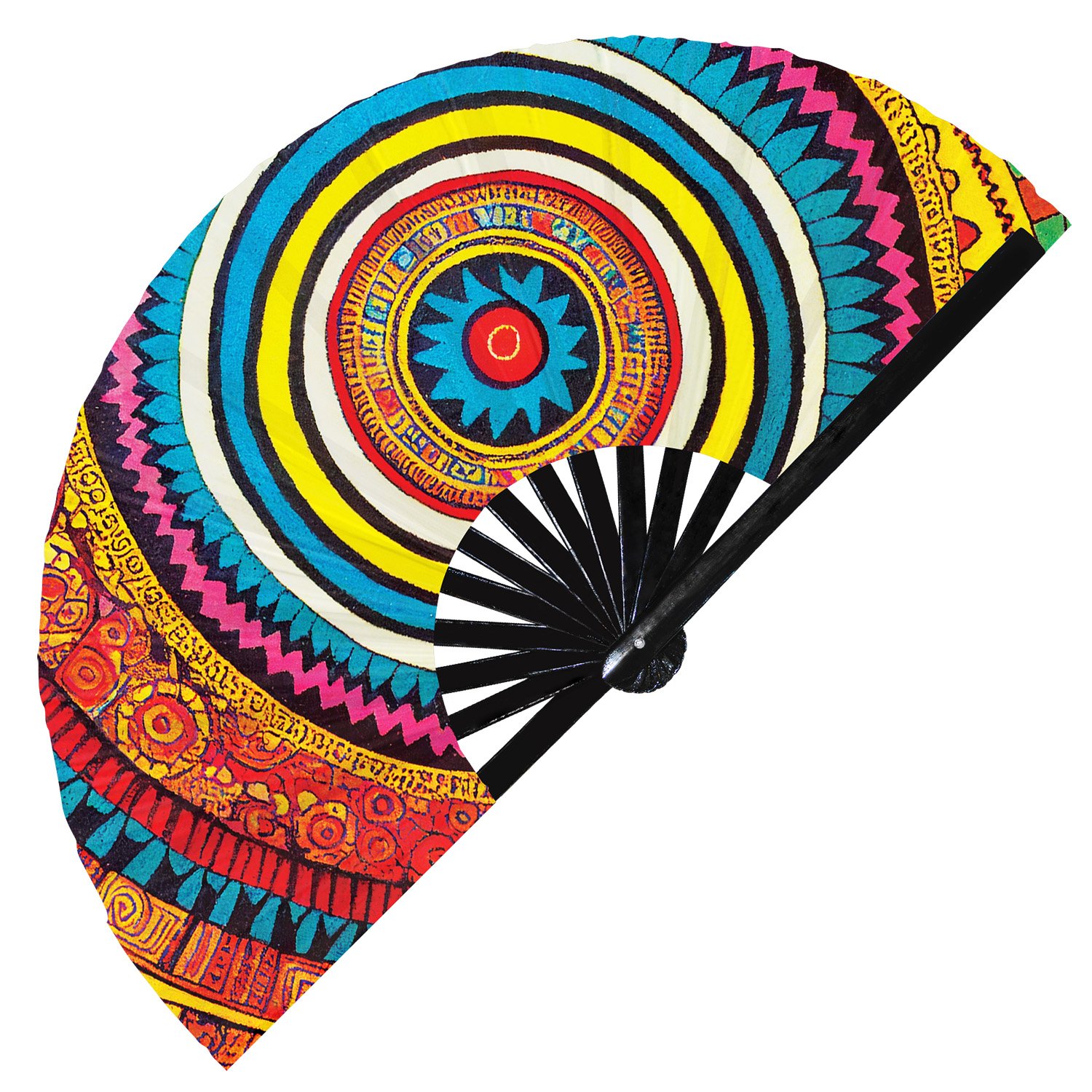 Tribal Aztec Abstract Ancestral Pattern - Clack Folding Rave & Festival Hand Fan - Image 11