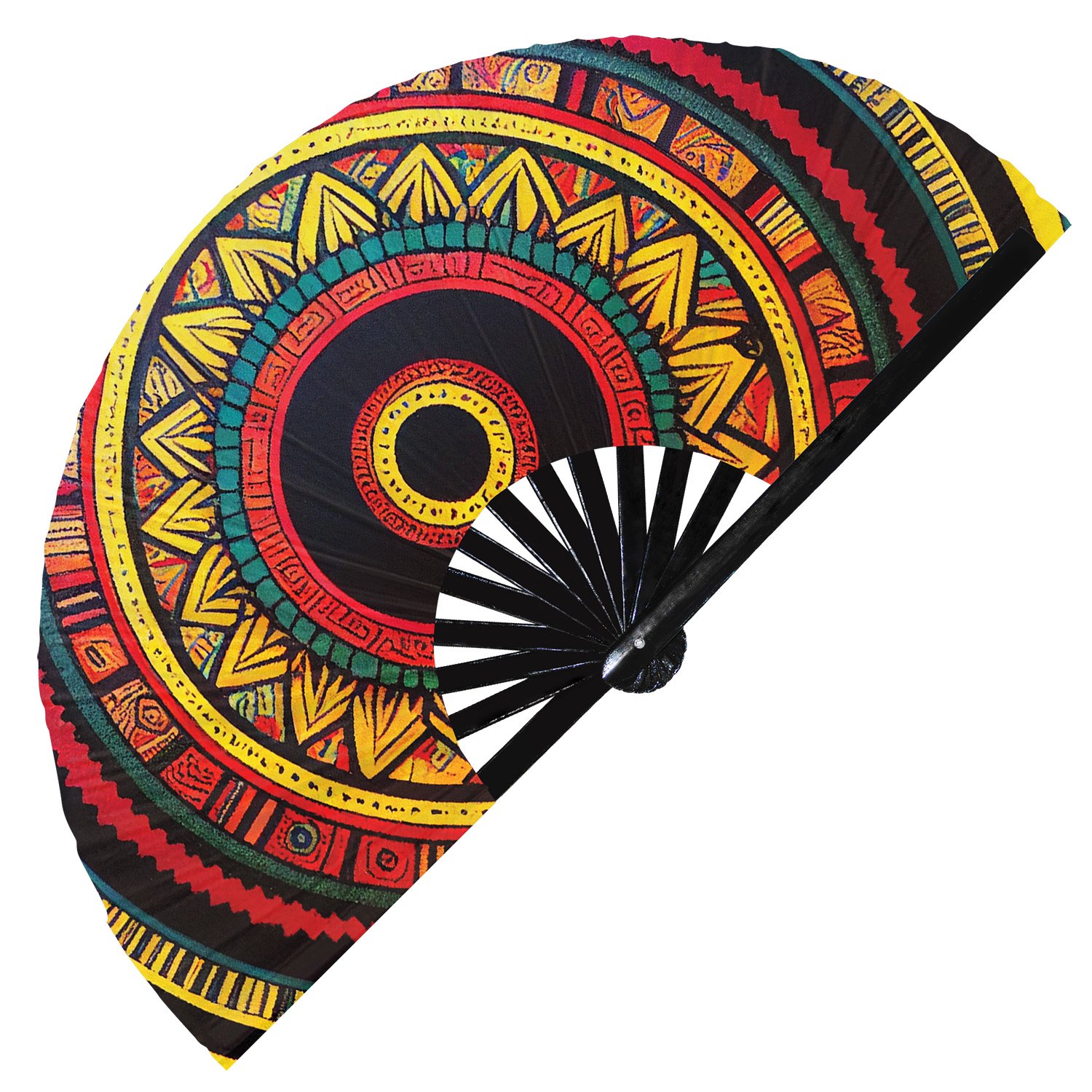 Tribal Aztec Abstract Ancestral Pattern - Clack Folding Rave & Festival Hand Fan - Image 7