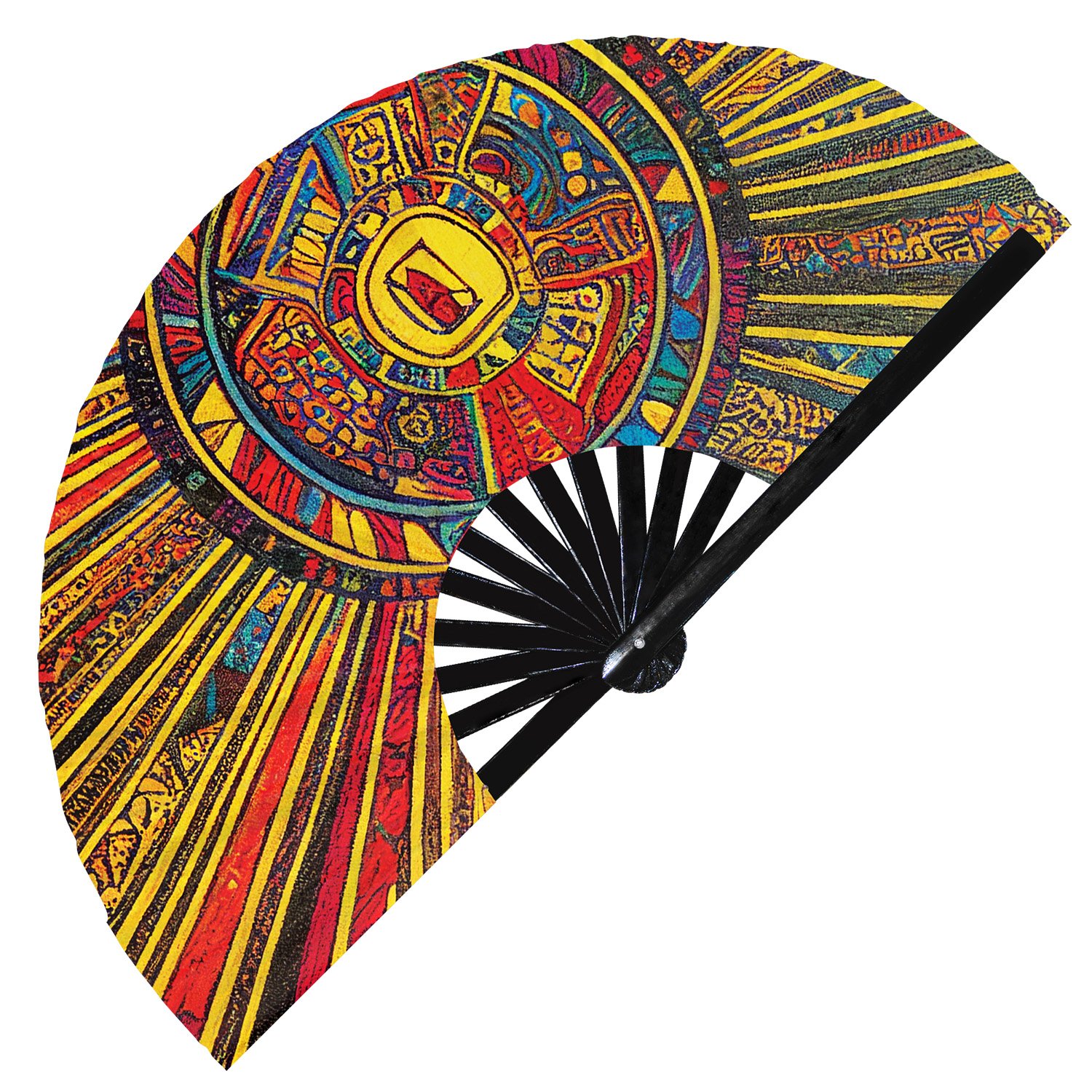 Tribal Aztec Abstract Ancestral Pattern - Clack Folding Rave & Festival Hand Fan - Image 9