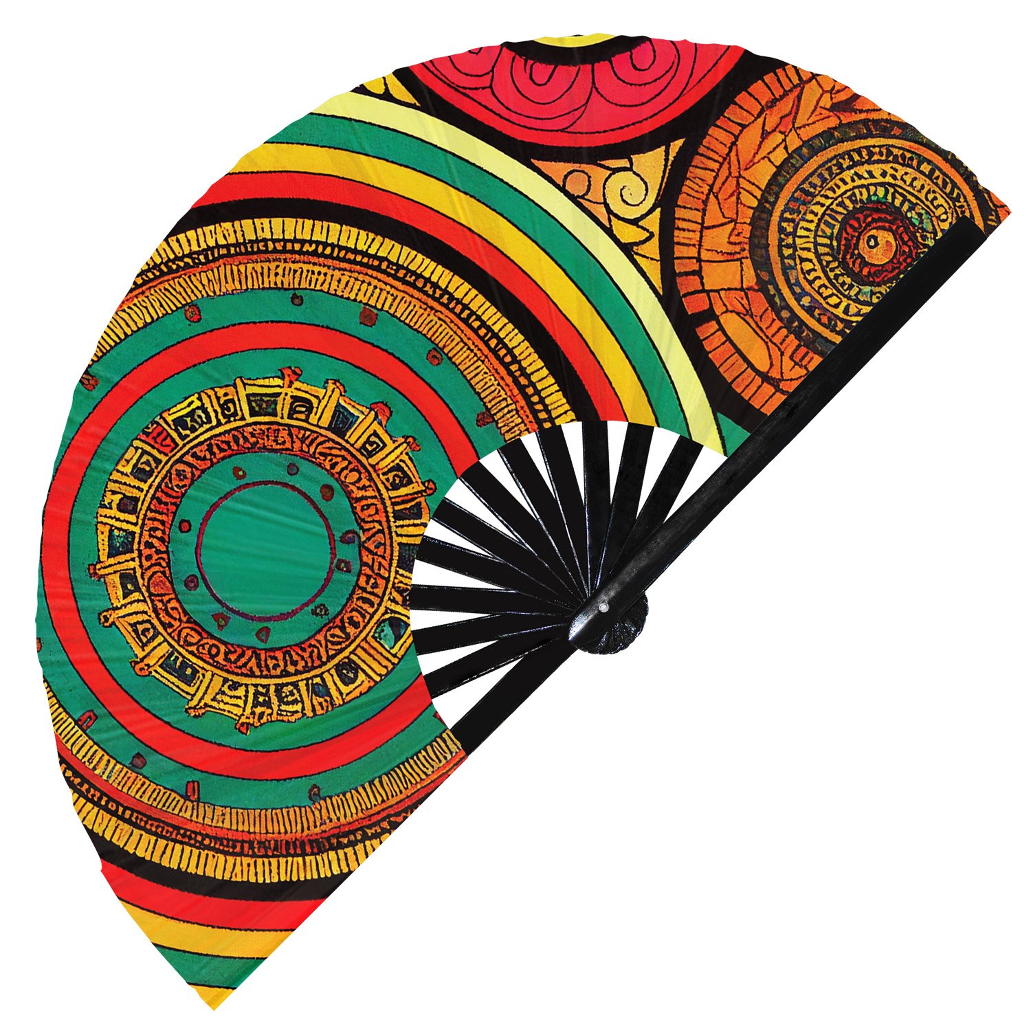 Tribal Aztec Abstract Ancestral Pattern - Clack Folding Rave & Festival Hand Fan - Image 10