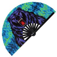 Colorful Grizzly Bear - Clack Folding Rave & Festival Hand Fan
