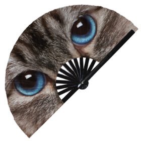 Realistic Cat Eyes Front View - Clack Folding Rave & Festival Hand Fan