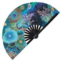 Intricate Coral Reef Underwater Pattern - Clack Folding Rave & Festival Hand Fan