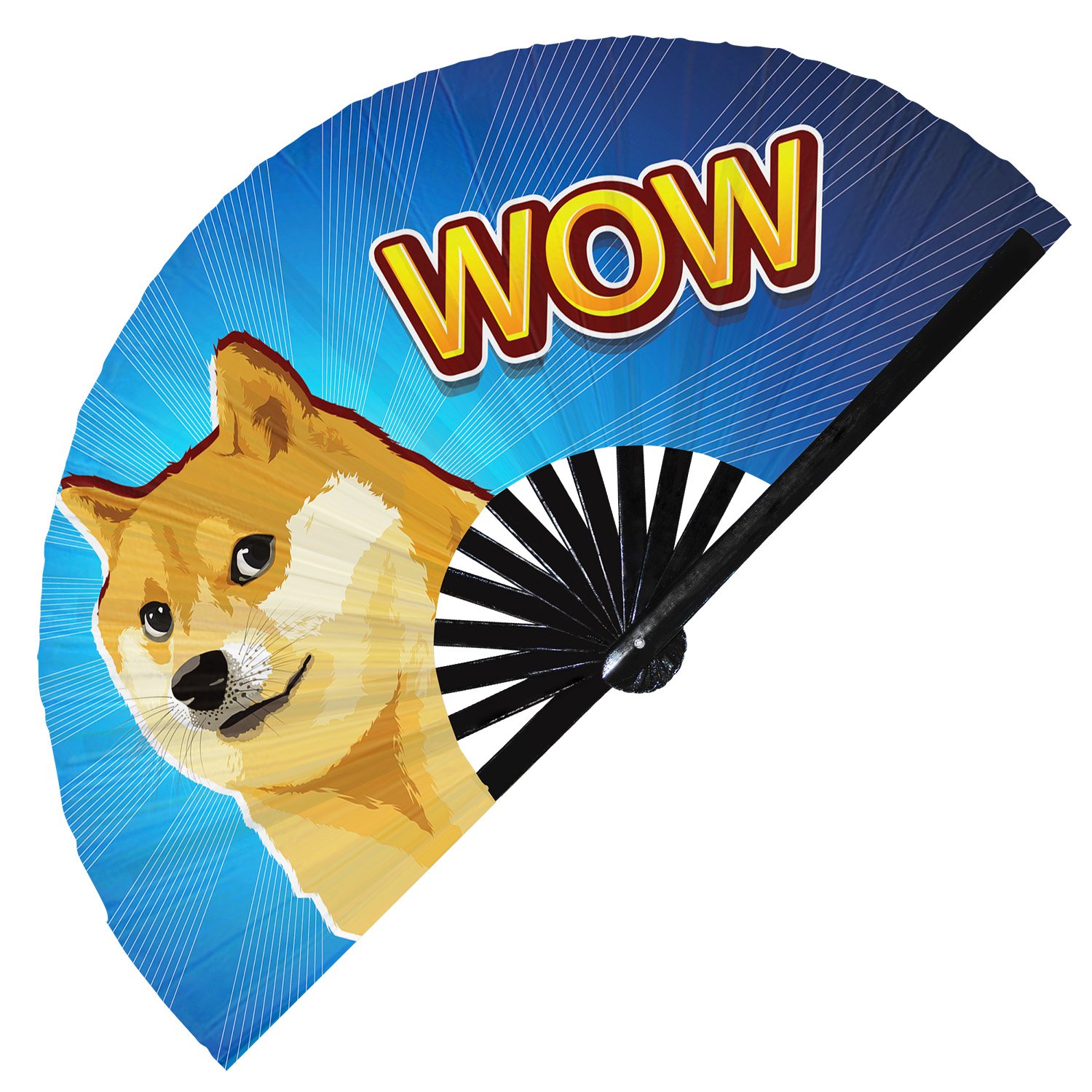 Cryptocurrency Shiba Crypto Meme - Clack Folding Rave & Festival Hand Fan