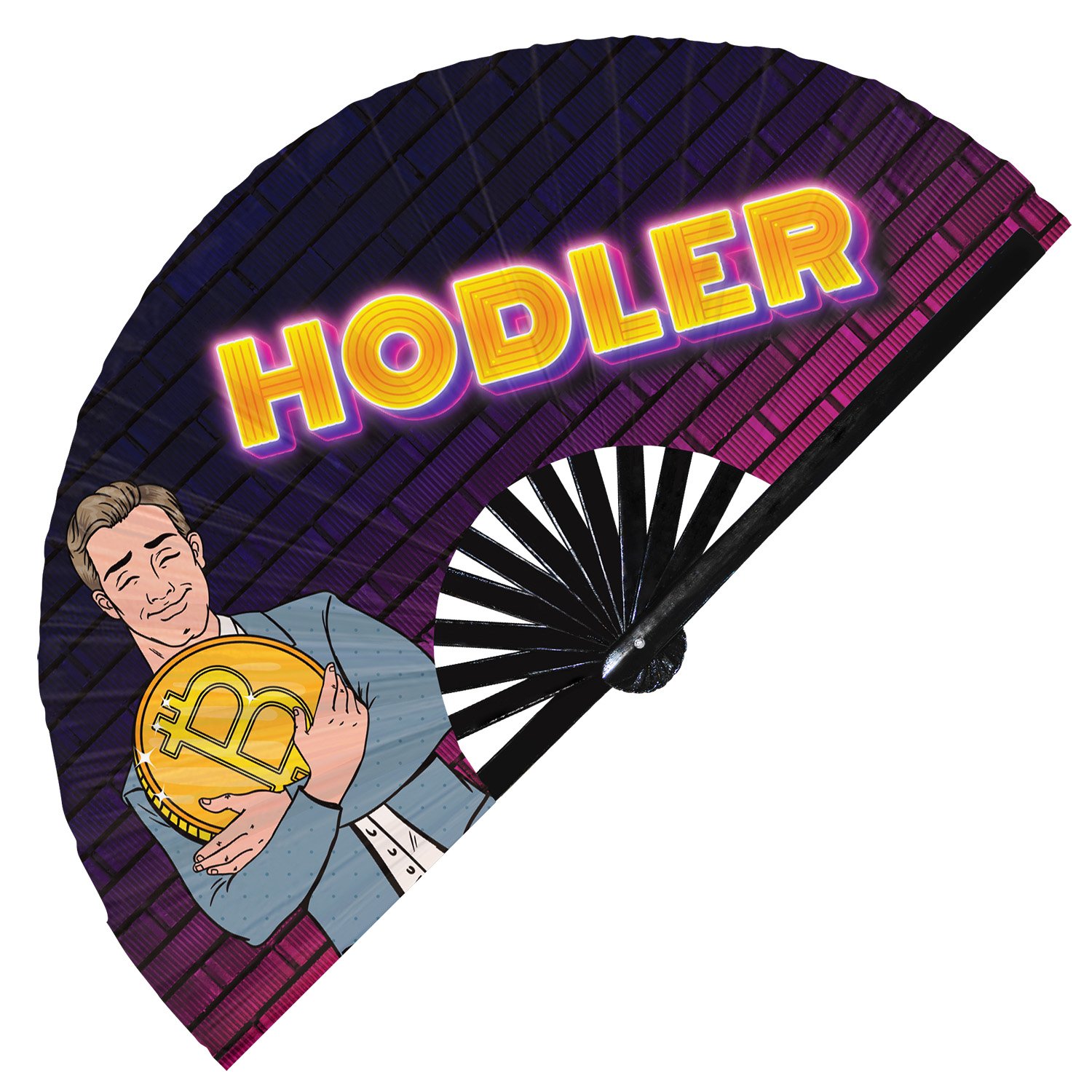 Cryptocurrency Shiba Crypto Meme - Clack Folding Rave & Festival Hand Fan - Image 6