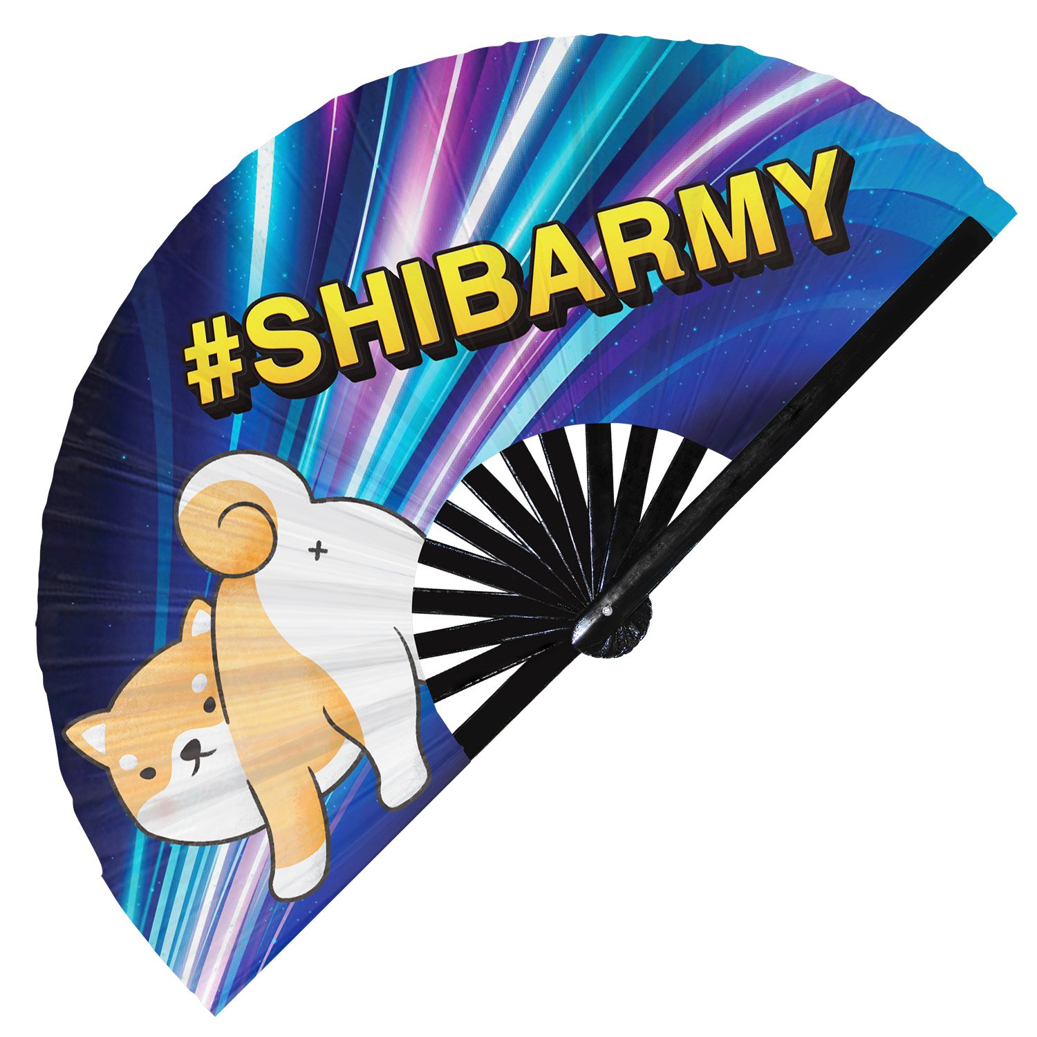 Cryptocurrency Shiba Crypto Meme - Clack Folding Rave & Festival Hand Fan - Image 8