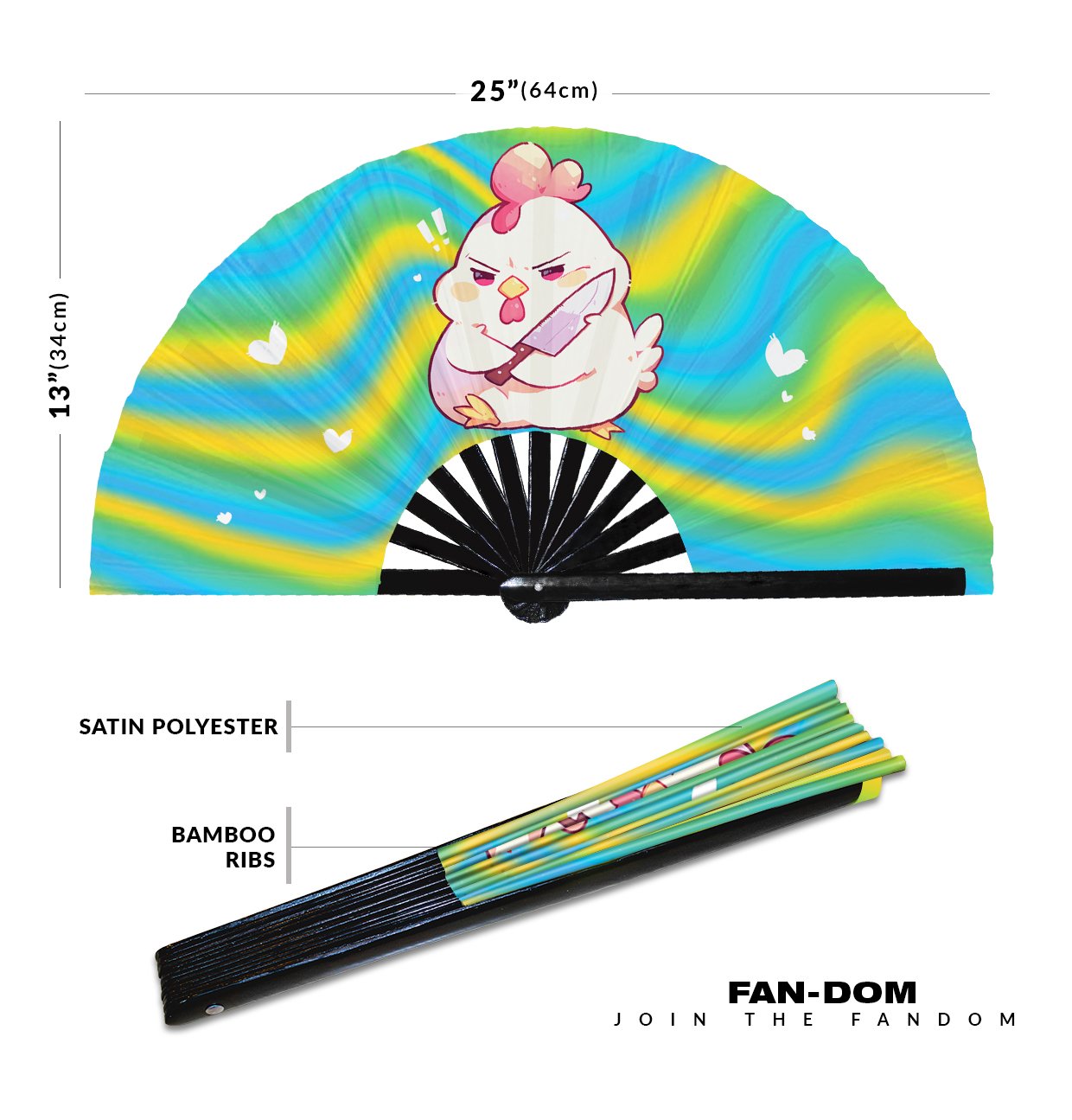 Cute Murderous Chicken With Knife Violence Rooster - Clack Folding Rave & Festival Hand Fan - Image 12