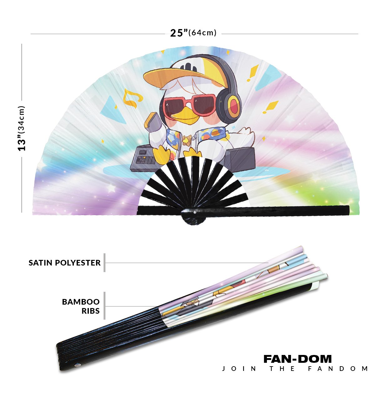Cute Dj Duck Rave Cartoon Duckling - Clack Folding Rave & Festival Hand Fan - Image 10