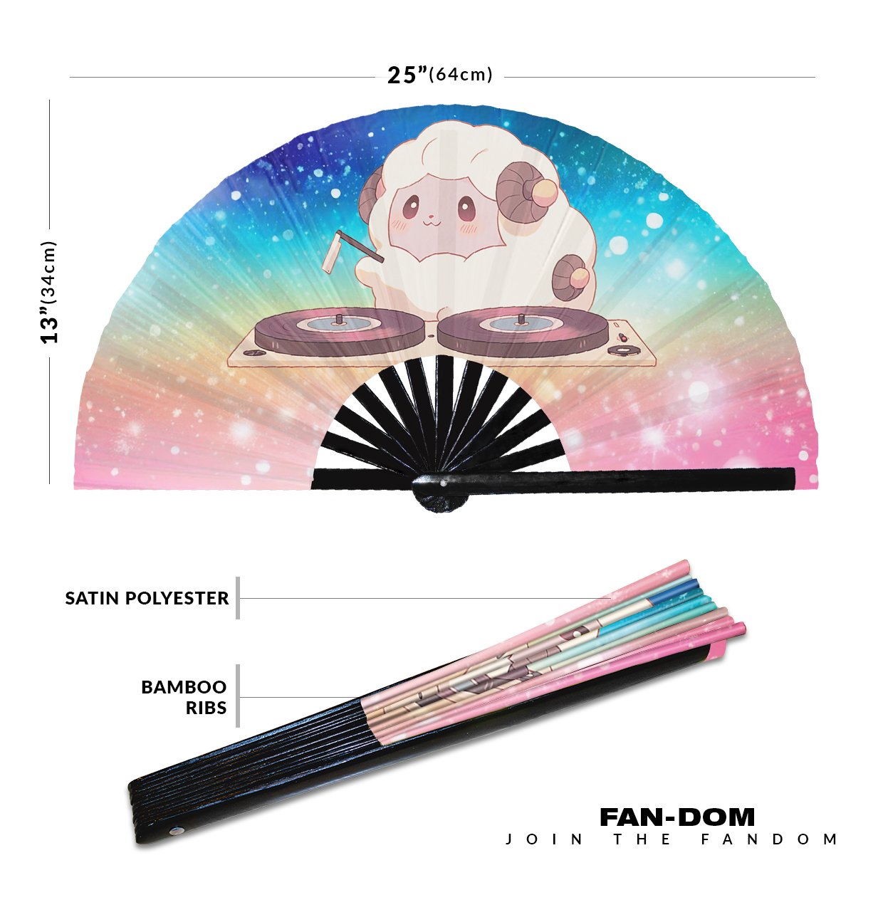 Cute Dj Sheep Rave Cartoon Lamb - Clack Folding Rave & Festival Hand Fan - Image 12