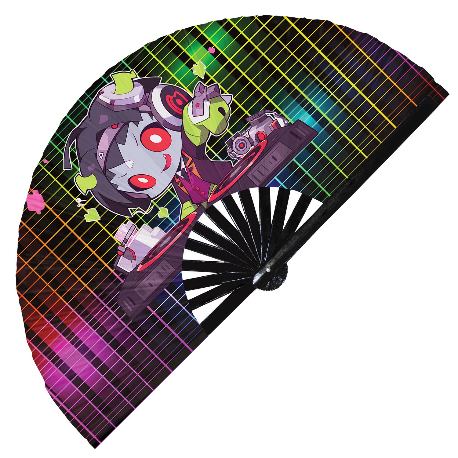 Cute Dj Zombie Rave Cartoon Undead - Clack Folding Rave & Festival Hand Fan - Image 9