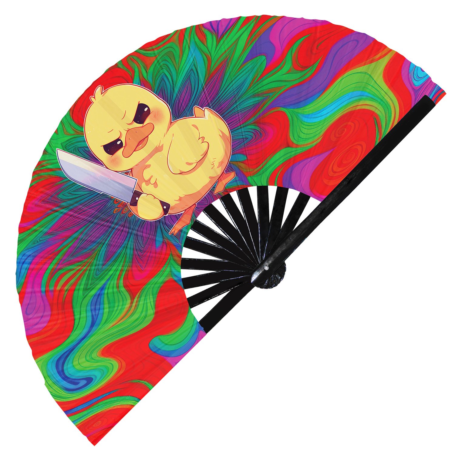 Cute Murderous Duck With Knife Violence Duckling - Clack Folding Rave & Festival Hand Fan - Image 11