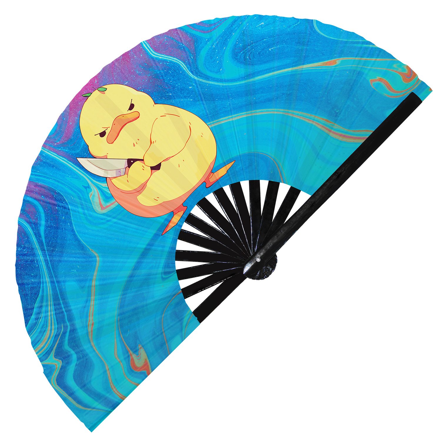 Cute Murderous Duck With Knife Violence Duckling - Clack Folding Rave & Festival Hand Fan - Image 10