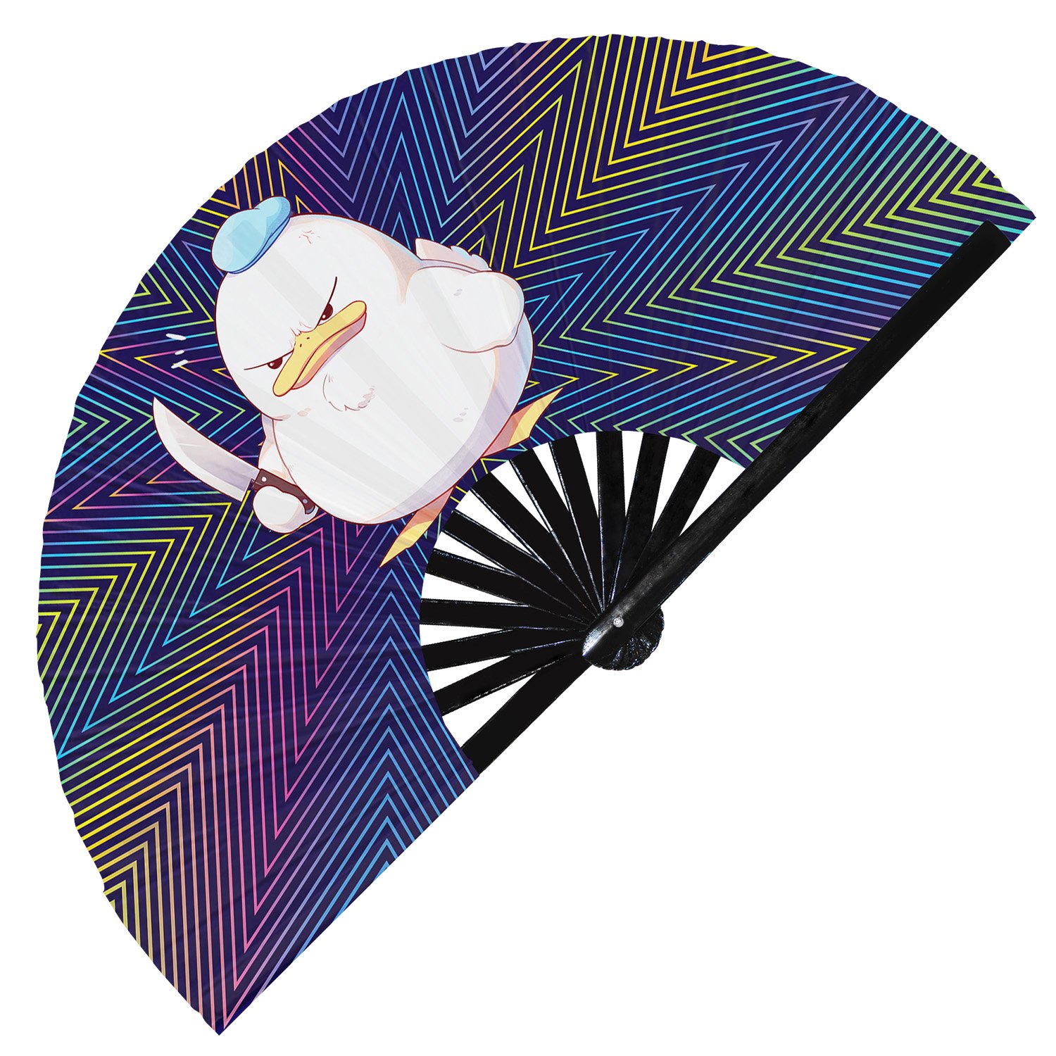 Cute Murderous Duck With Knife Violence Duckling - Clack Folding Rave & Festival Hand Fan - Image 8