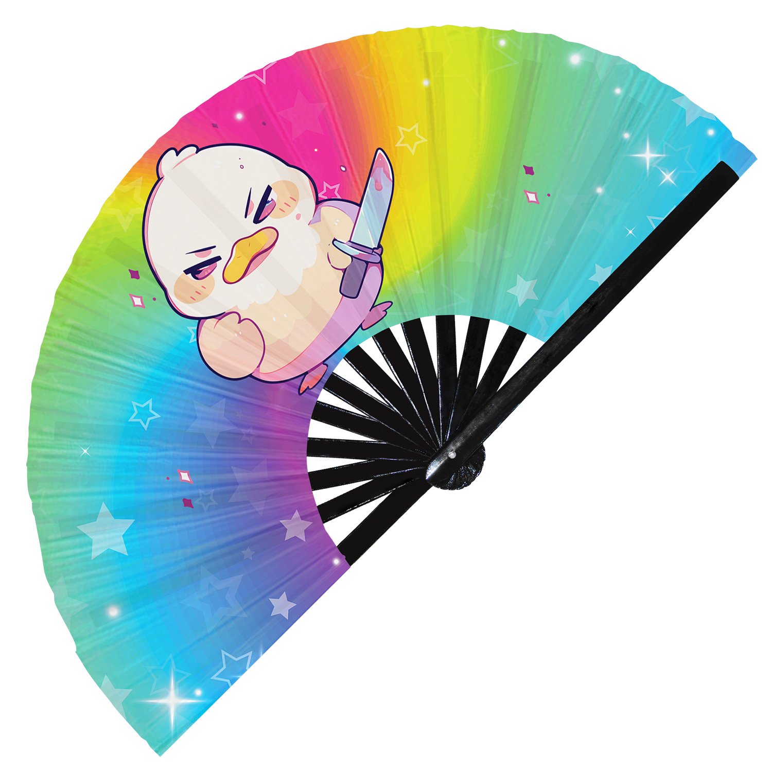 Cute Murderous Duck With Knife Violence Duckling - Clack Folding Rave & Festival Hand Fan - Image 7