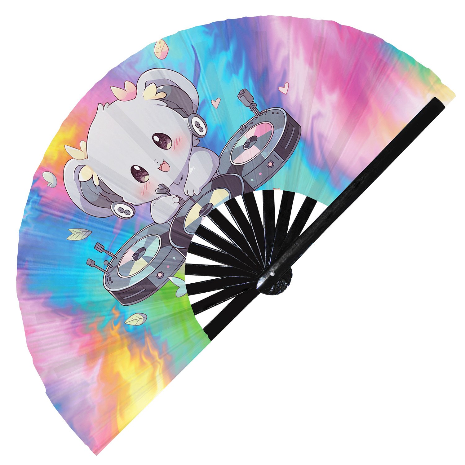 Cute Dj Koala Rave Cartoon - Clack Folding Rave & Festival Hand Fan - Image 3