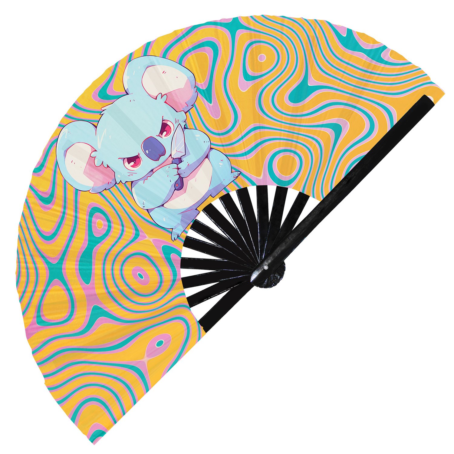 Cute Murderous Koala With Knife Violence - Clack Folding Rave & Festival Hand Fan - Image 12