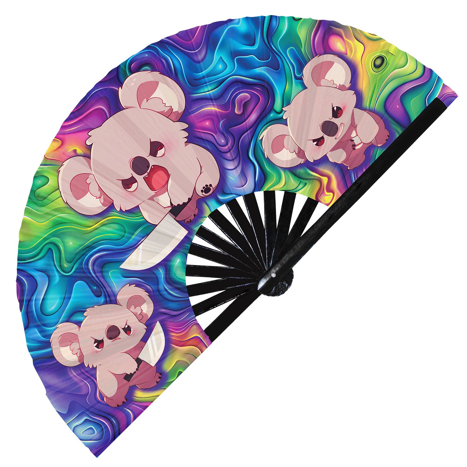 Cute Murderous Koala With Knife Violence - Clack Folding Rave & Festival Hand Fan - Image 10