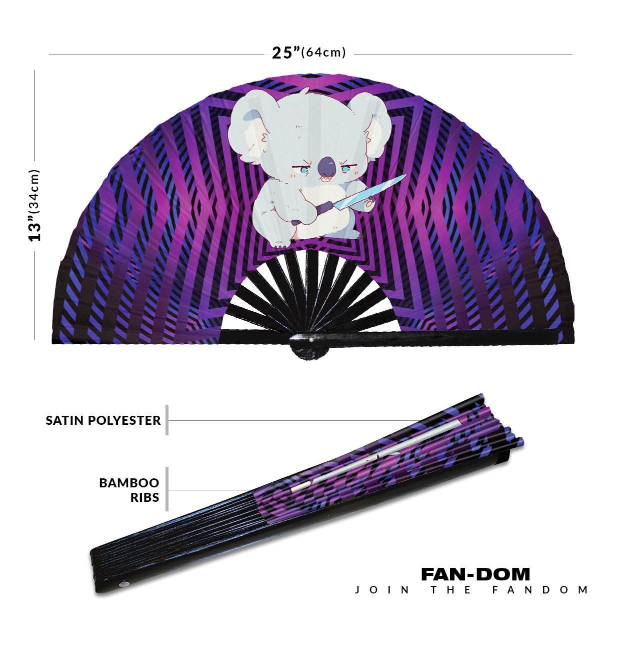 Cute Murderous Koala With Knife Violence - Clack Folding Rave & Festival Hand Fan - Image 2