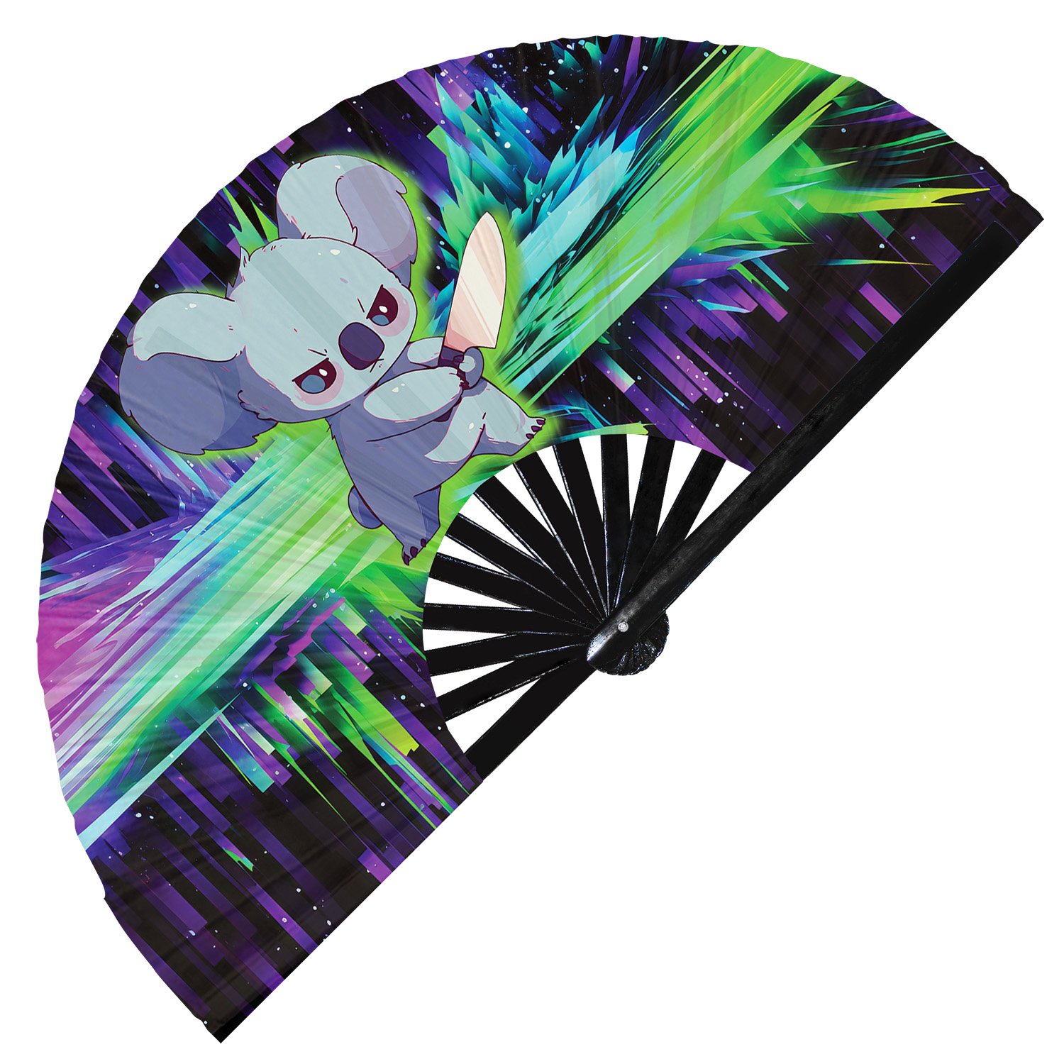 Cute Murderous Koala With Knife Violence - Clack Folding Rave & Festival Hand Fan - Image 5