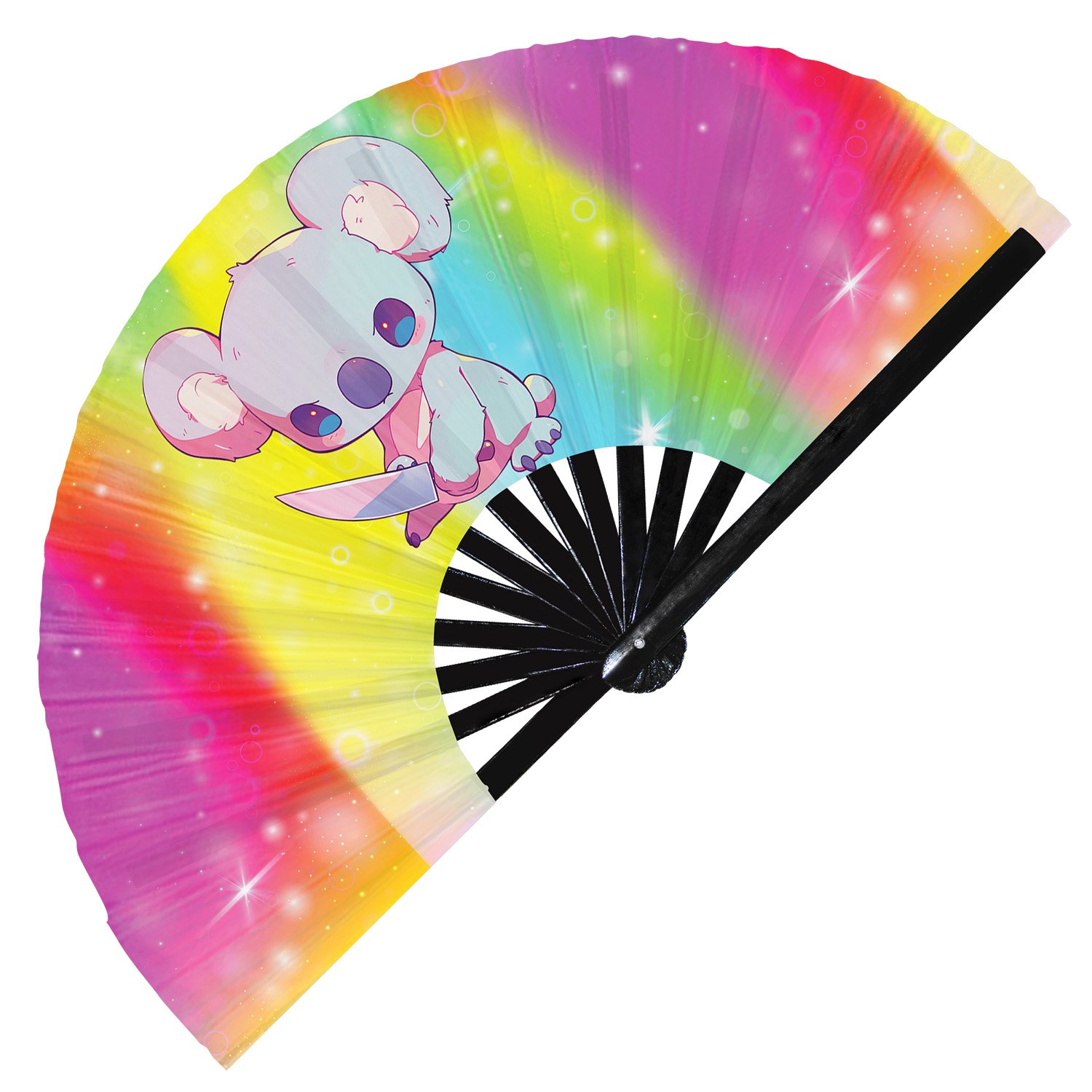 Cute Murderous Koala With Knife Violence - Clack Folding Rave & Festival Hand Fan - Image 4