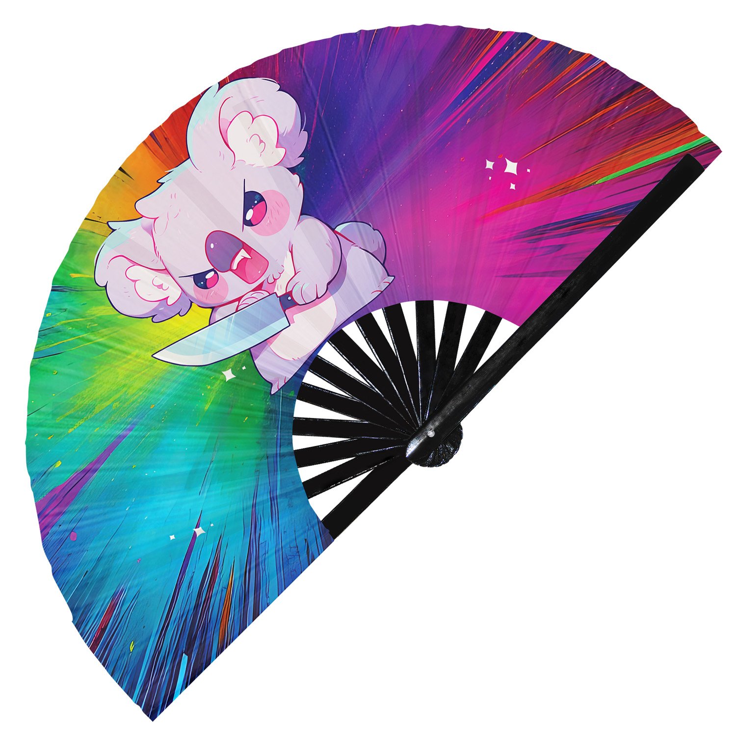 Cute Murderous Koala With Knife Violence - Clack Folding Rave & Festival Hand Fan - Image 3