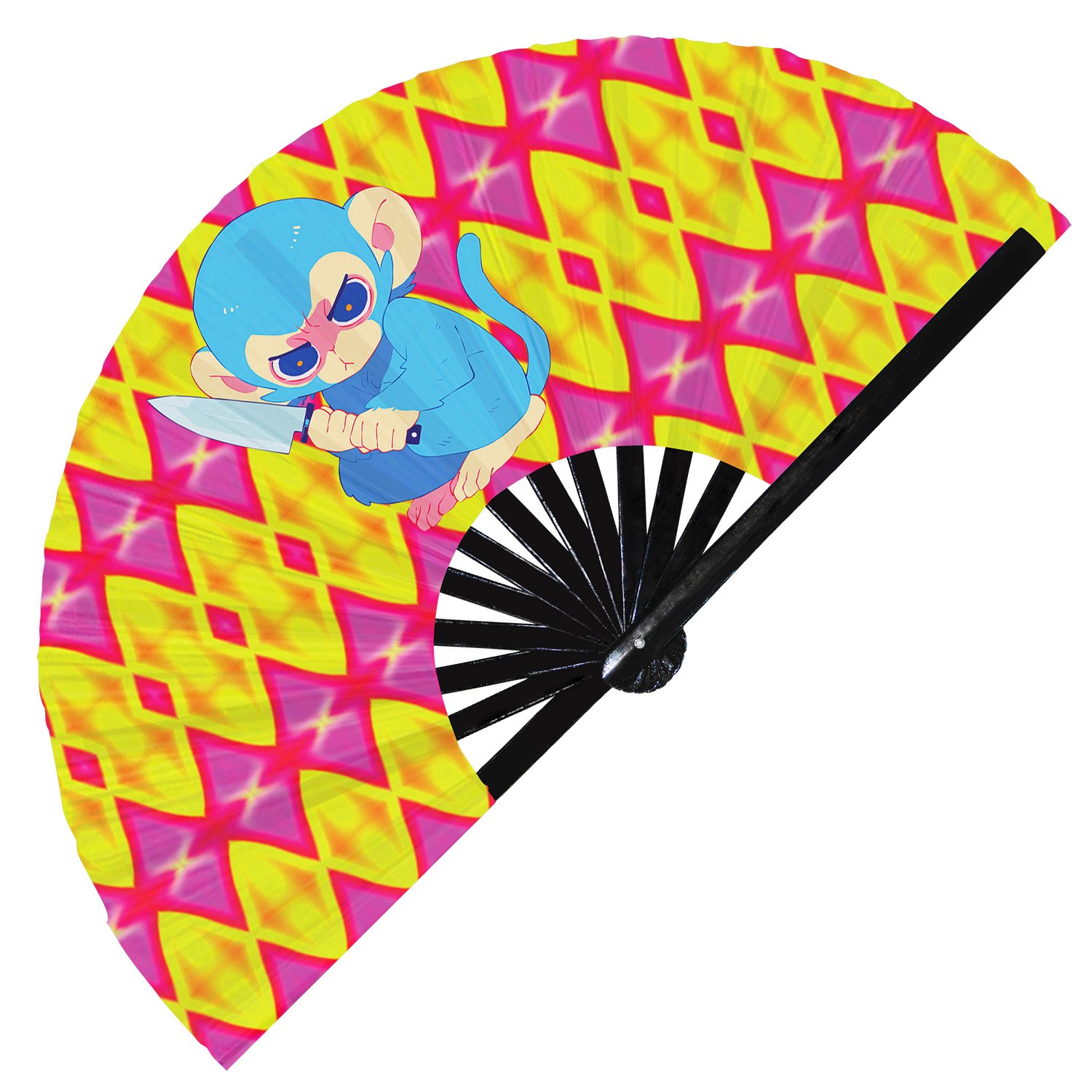 Cute Murderous Monkey With Knife Violence Ape - Clack Folding Rave & Festival Hand Fan - Image 10
