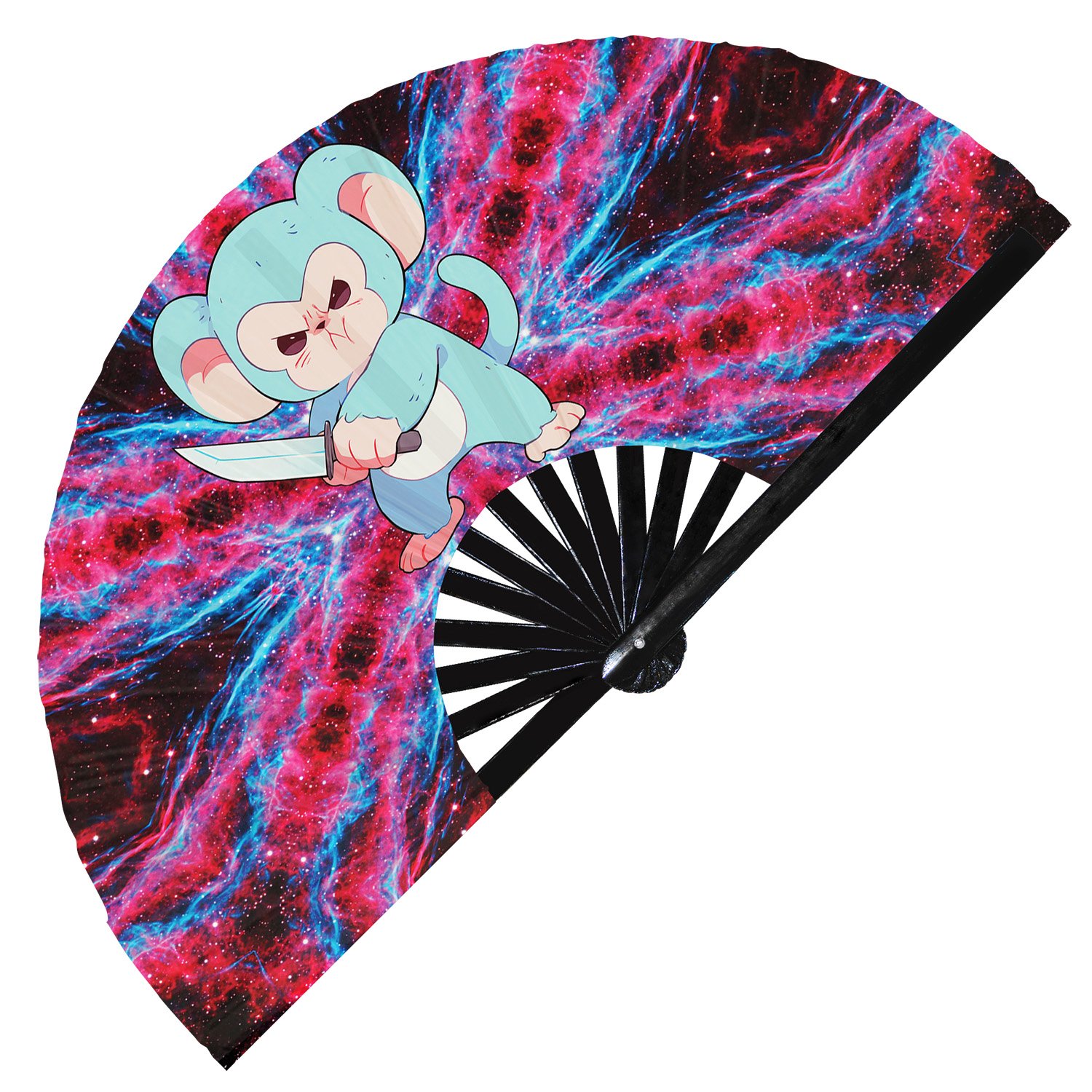 Cute Murderous Monkey With Knife Violence Ape - Clack Folding Rave & Festival Hand Fan - Image 9