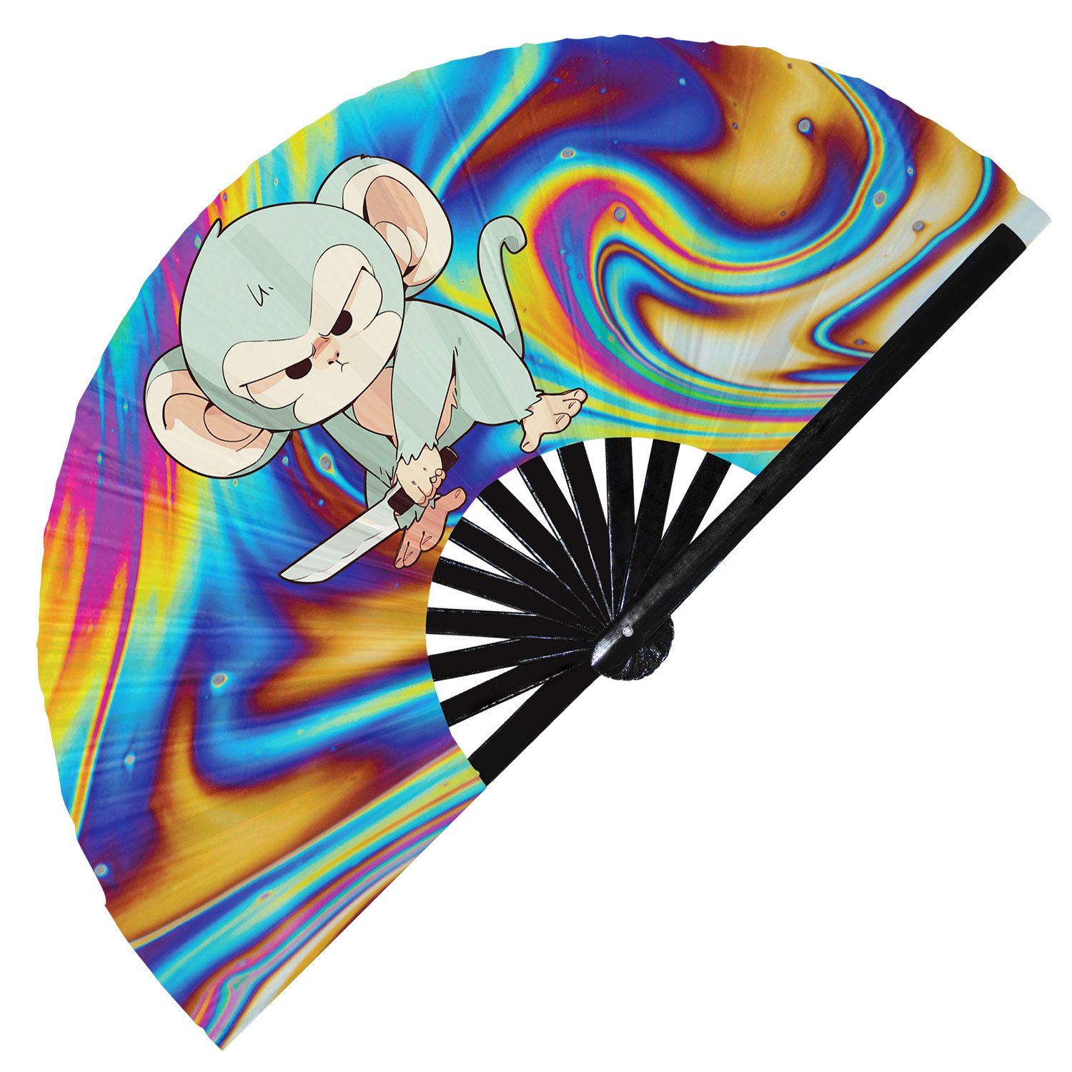 Cute Murderous Monkey With Knife Violence Ape - Clack Folding Rave & Festival Hand Fan - Image 6