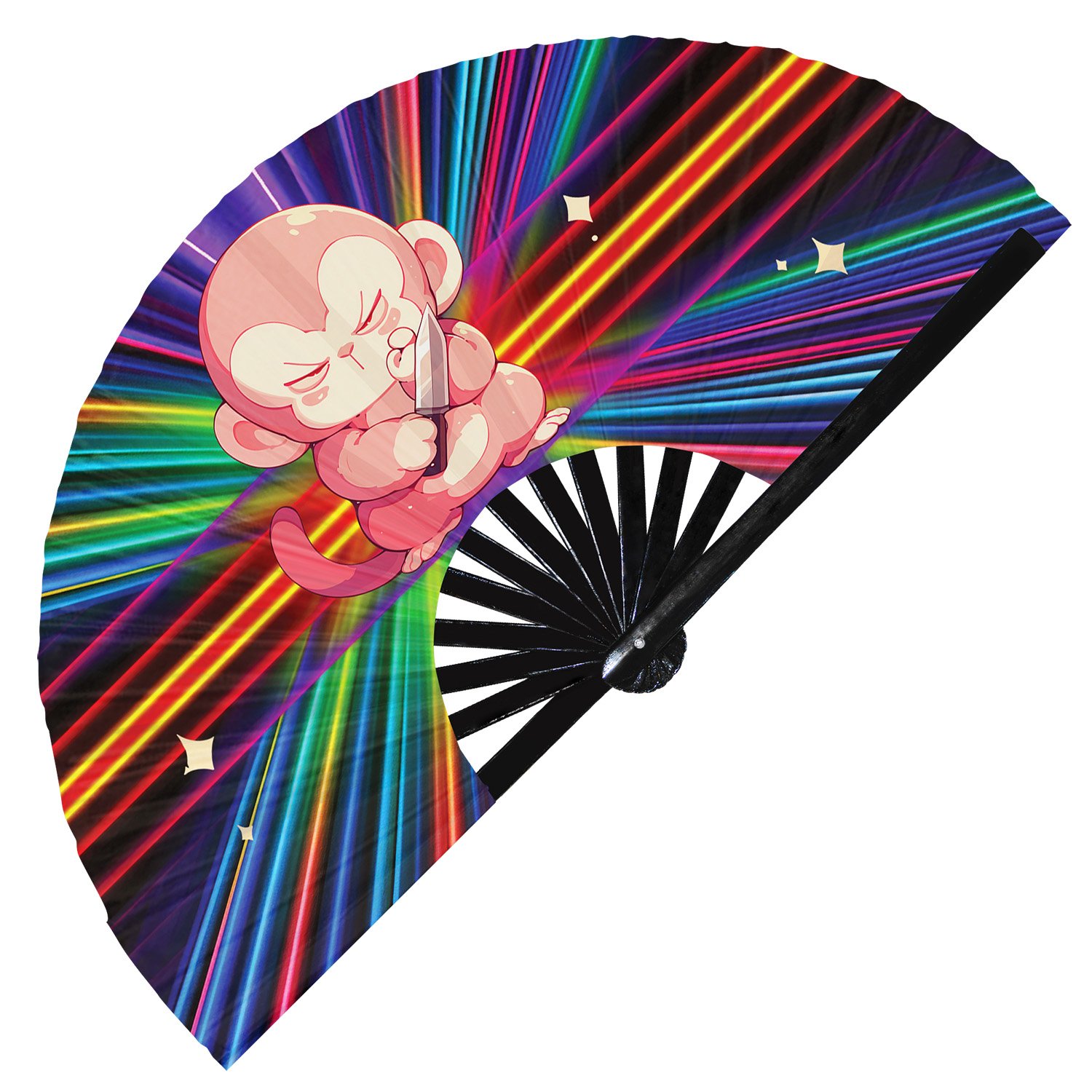 Cute Murderous Monkey With Knife Violence Ape - Clack Folding Rave & Festival Hand Fan - Image 12