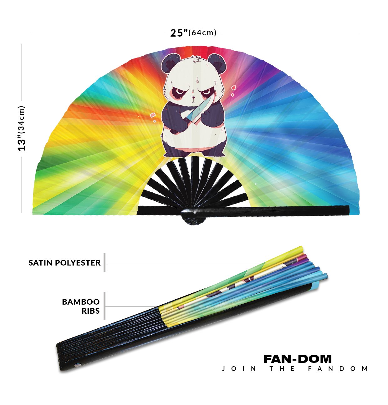Cute Murderous Panda With Knife Violence - Clack Folding Rave & Festival Hand Fan - Image 12