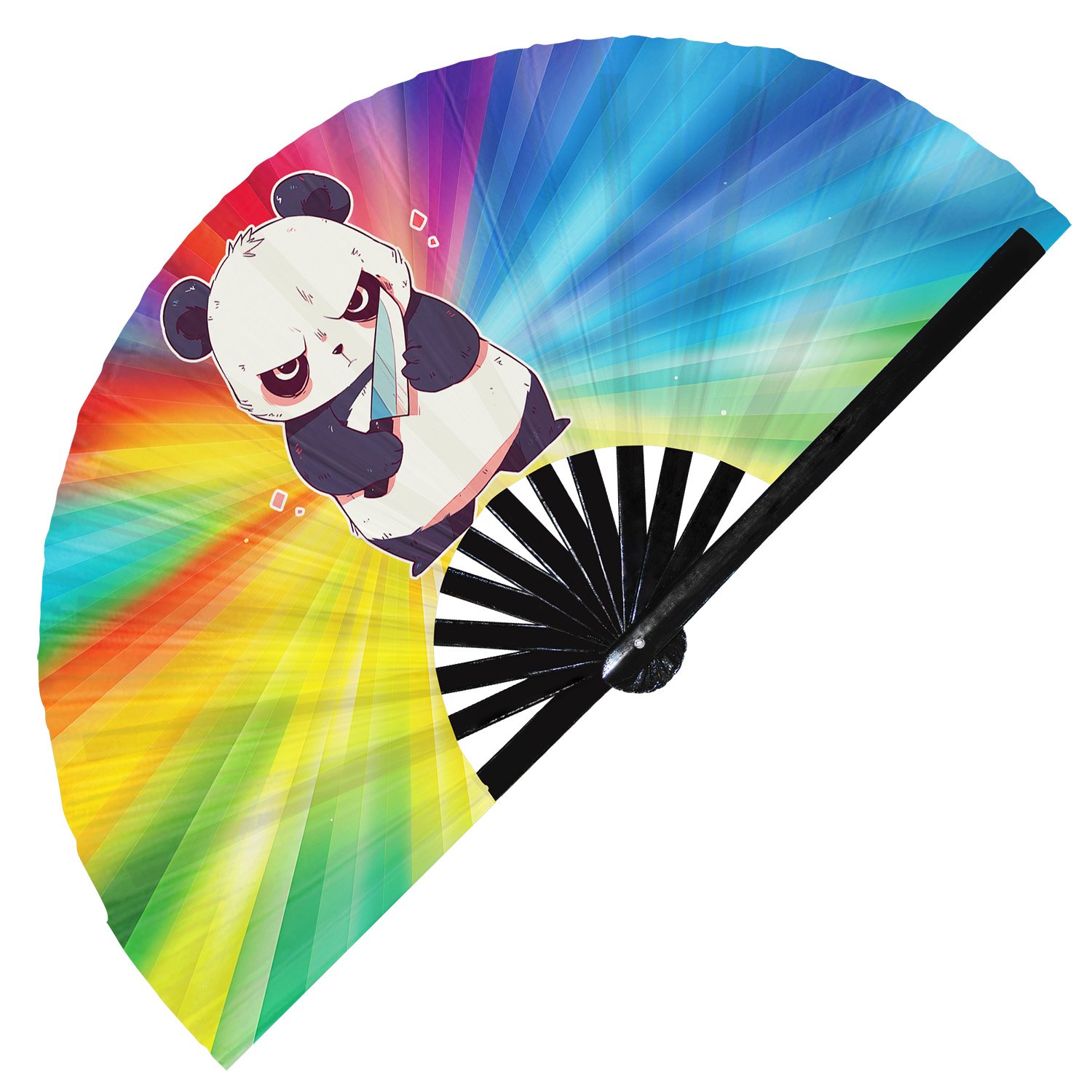 Cute Murderous Panda With Knife Violence - Clack Folding Rave & Festival Hand Fan - Image 3
